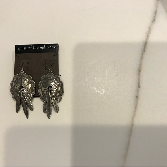 SPIRIT OF THE RED HORSE STERLING EARINGS - NEVER WORN - Picture 1 of 4